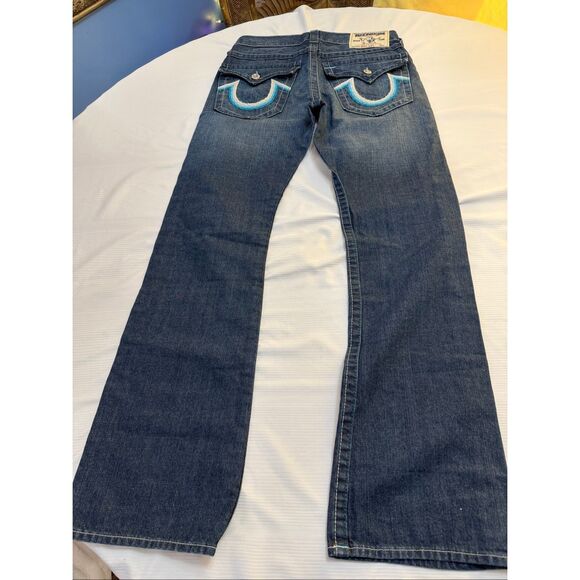 TRUE RELIGION JEANS BOOT CUT SEAT BLUE COTTON MADE IN USA SIZE 30 - Picture 10 of 13